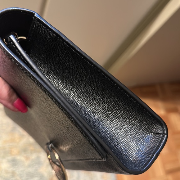 VERSACE Black Leather Gold Chain Crossbody - Picture 2 of 12